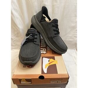 Skechers Men’s Hands Free Slip-In Lace Up Black Memory Foam Shoes Size 11